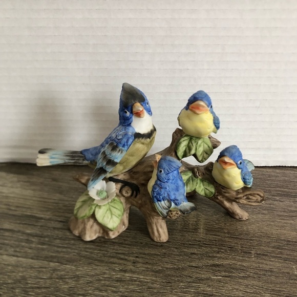 Vtg Japan Ceramic Blue Jays on Branch - Picture 2 of 14
